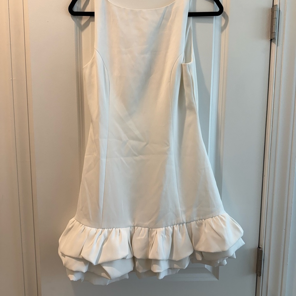 Girls White Ruffle Hem Dress
